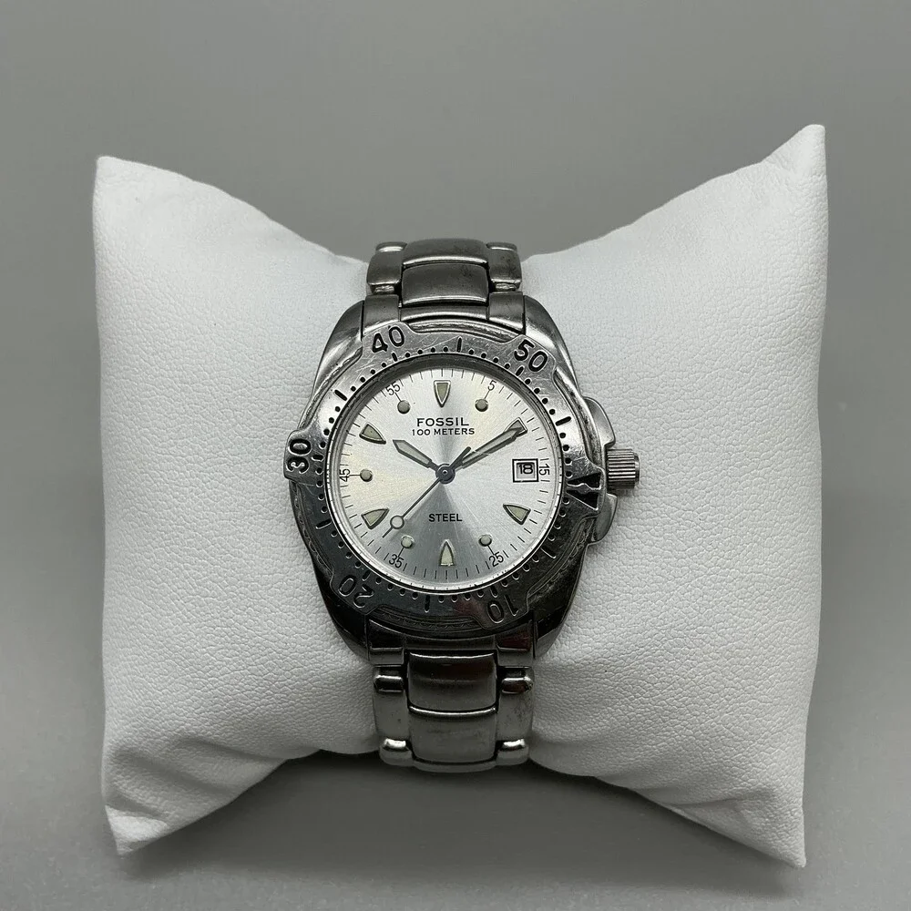 Fossil Steel FS-2525 Womens Watch 32mm Silver Dial Stainless 100m New Battery 6